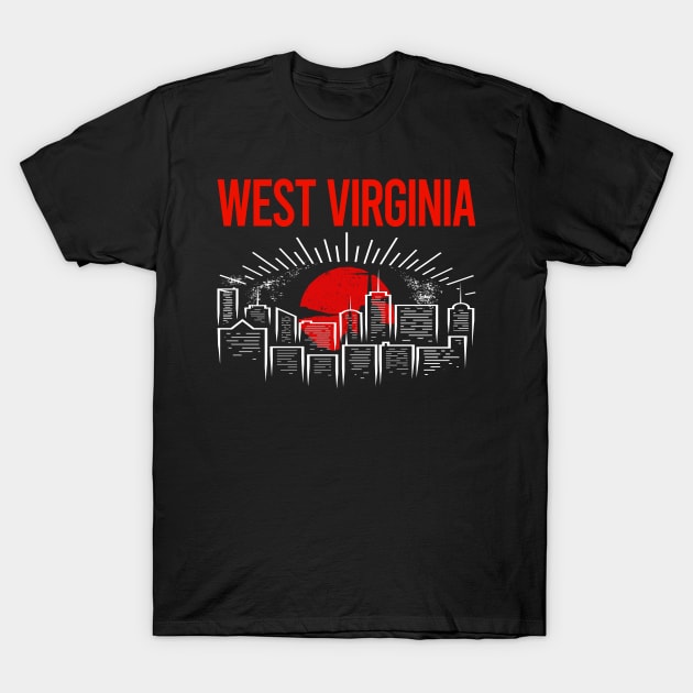 Red Moon West Virginia T-Shirt by flaskoverhand